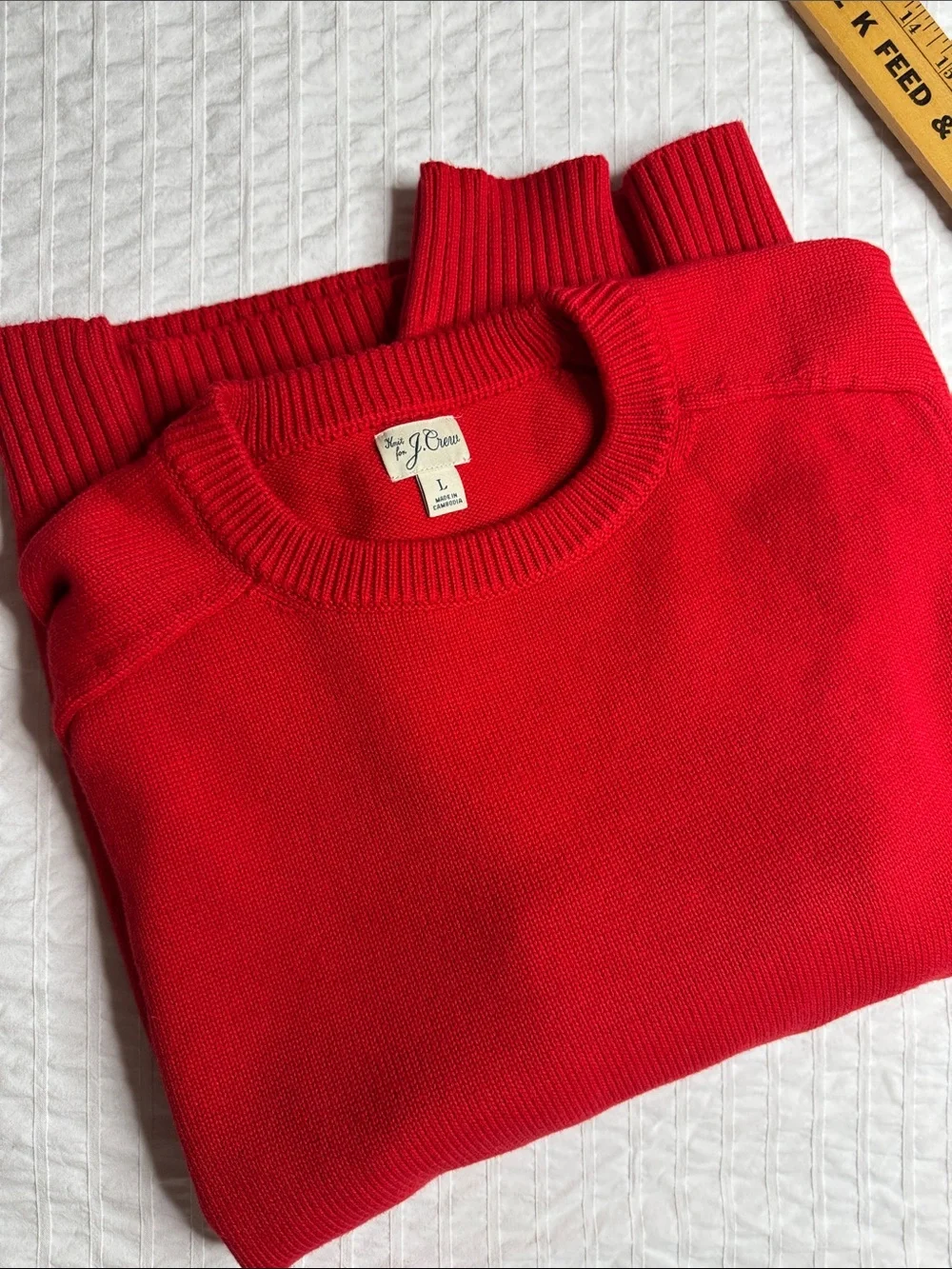 J. Crew Red Crewneck Sweater - Men's Classic Knit 100% Cotton